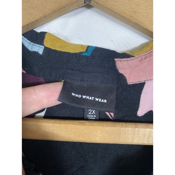 Who What Wear Dress Size 2X Black Floral Shirt Dress Sleeveless Dark Romantic - Picture 8 of 12